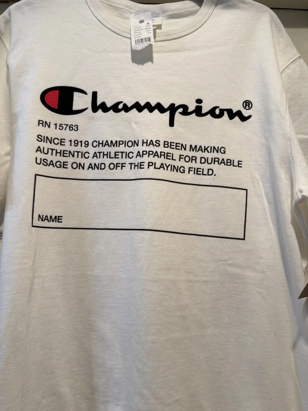 NWT Champion White Heritage Graphic Logo Short Sleeve Tee Rare Find Y2K L Summer - Picture 2 of 15